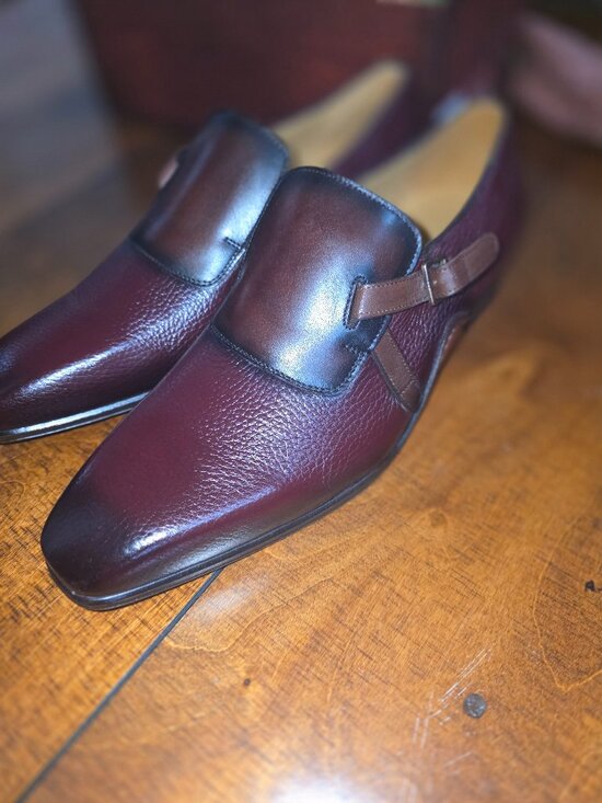 Mezlan Milani Burgundy Deerskin & Calfskin Loafers Handmade main image 5